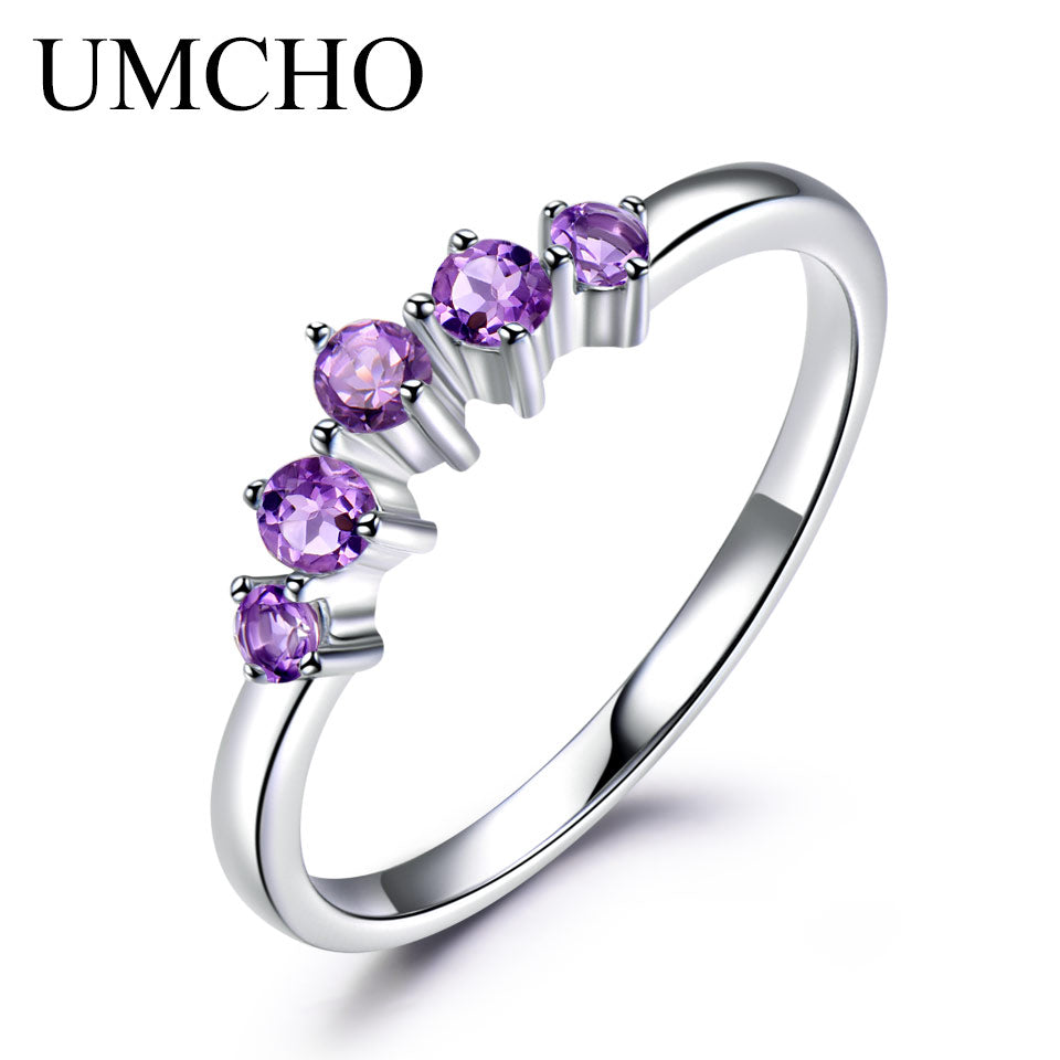 Natural Amethyst Gemstone 925 Sterling Silver Ring For Women Wedding Christmas Wedding Ring Brand Fine Jewelry