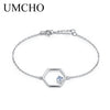 Natural Blue Topaz 925 Sterling Silver Bracelet For Women Blue Gemstone Silver 925 Jewelry Chains Bracelets