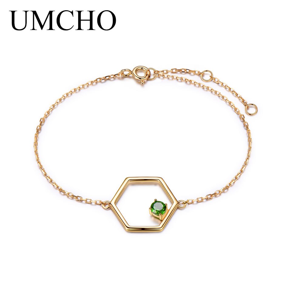 Natural Diopside Solid 925 Sterling Silver Bracelets For Women Emerald Jewelry Chain Bracelet Wedding Birthd Gift Box