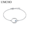 Natural Gemstone Sky Blue Topaz Genuine 925 Sterling Silver Bracelets Vintage Wedding Band Gift For Women Fine Jewelry