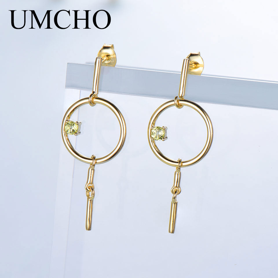 Natural Peridot Dangles Drop Earrings For Women Gemstone Solid 925 Sterling Silver Brand Fine Jewelry Gift For Her New