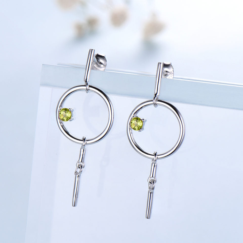 Natural Peridot Dangles Drop Earrings For Women Gemstone Solid 925 Sterling Silver Brand Fine Jewelry Gift For Her New