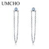 Natural Sky Blue Topaz 925 Sterling Silver Drop Earrings Gemstone Wedding Jewelry Dangle Earrings For Women New Year Gift