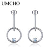 Natural Sky Blue Topaz 925 Sterling Silver Earrings For Women Classic Wedding Christmas Drop Earrings Brand Fine Jewelry
