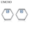 Natural Sky Blue Topaz Gemstone Earrings 925 Sterling Silver Stud Earrings Designer Jewelry Brand Fine Earrings For Women
