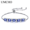 Oval Created Tanzanite Bracelets & Bangles Real 925 Sterling Silver Charm Bracelets For Women Free Expansion Fine Jewelry