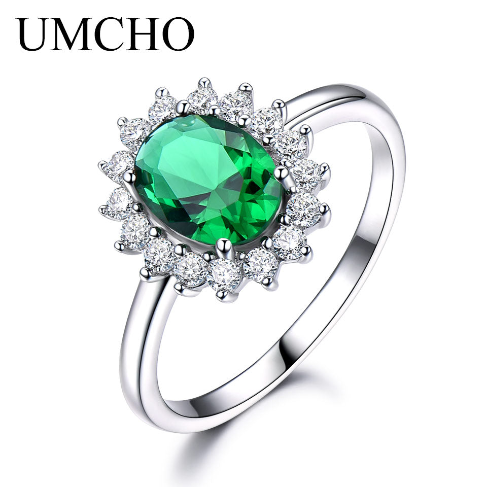 Princess Diana Rings 925 Sterling Silver Jewelry Created Nano Emerald Rings Best Anniversary Gift For Women Fine Jewelry