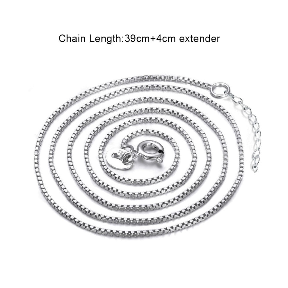 Real 100% 925 Sterling Silver Necklaces Italy Box Chain 18 inch / 43 cm Chain For Women Engagement Gifts Fine Jewelry