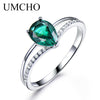 Real 925 Sterling Silver Created Nano Emerald Water Drop Rings High Grade Elegant Jewelry For Mother's Gifts Fine Jewelry