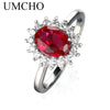 Real 925 Sterling Silver Nano Red Gemstone Ruby Princess Diana Rings For Women Wedding Party Gift 2020