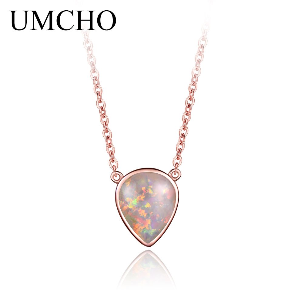 Real 925 Sterling Silver Water Drop Opal Necklaces & Pendants Party Charm For Women Engagement Gifts Fine Jewelry