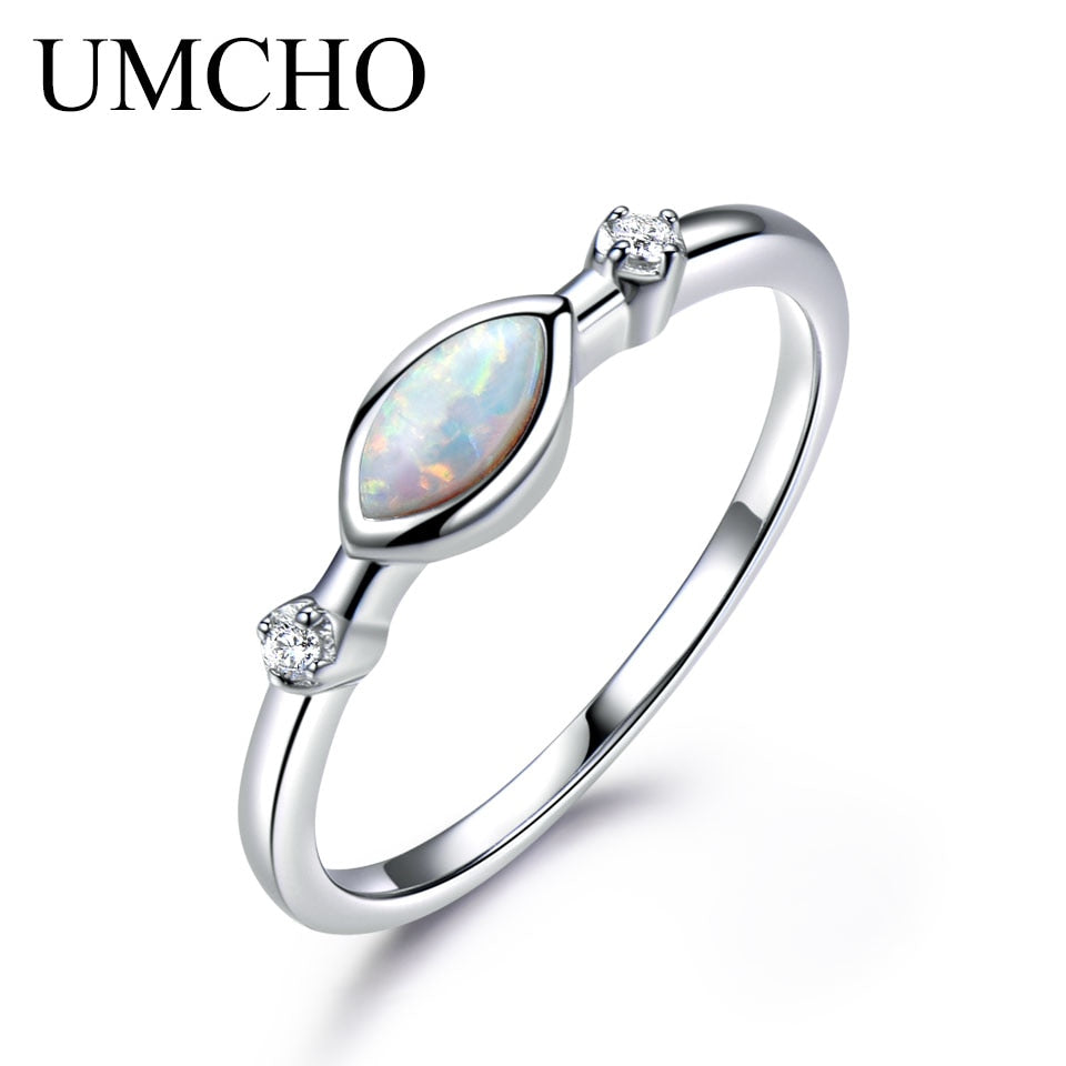 Real 925 Sterling Silver White Fire Opal RingsFemale Classic Birthstone Rings For Women Party Gift Fine Jewelry