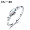 Real 925 Sterling Silver White Fire Opal RingsFemale Classic Birthstone Rings For Women Party Gift Fine Jewelry