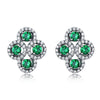 Real 925 sterling silver Earrings For Women Created Blue Sapphire Stud Earrings With Stone Vintage Fine Jewelry New gift