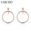 Real Solid 925 Sterling Silver Earrings Geometric Simple Fashion Hoop Earrings For Women Party Gift Fine Jewelry Rose Gold