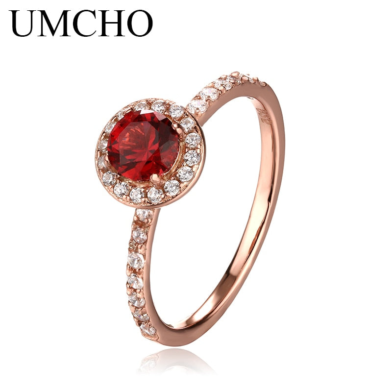 Red Garnet Gemstone Solid 925 Sterling Silver Ring Birthstone Gift Rings For Women Trendy Classic Engagement Wedding Gift