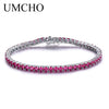 Rich Color Created Ruby Bracelet For Women 925 Sterling Silver Jewelry January Birthstone Romantic Wedding Fine Jewelry