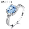 Romantic 925 Sterling Silver Rings Wedding Aquamarine Wedding Rings For Women Engagement Valentine's Gift Fine Jewelry