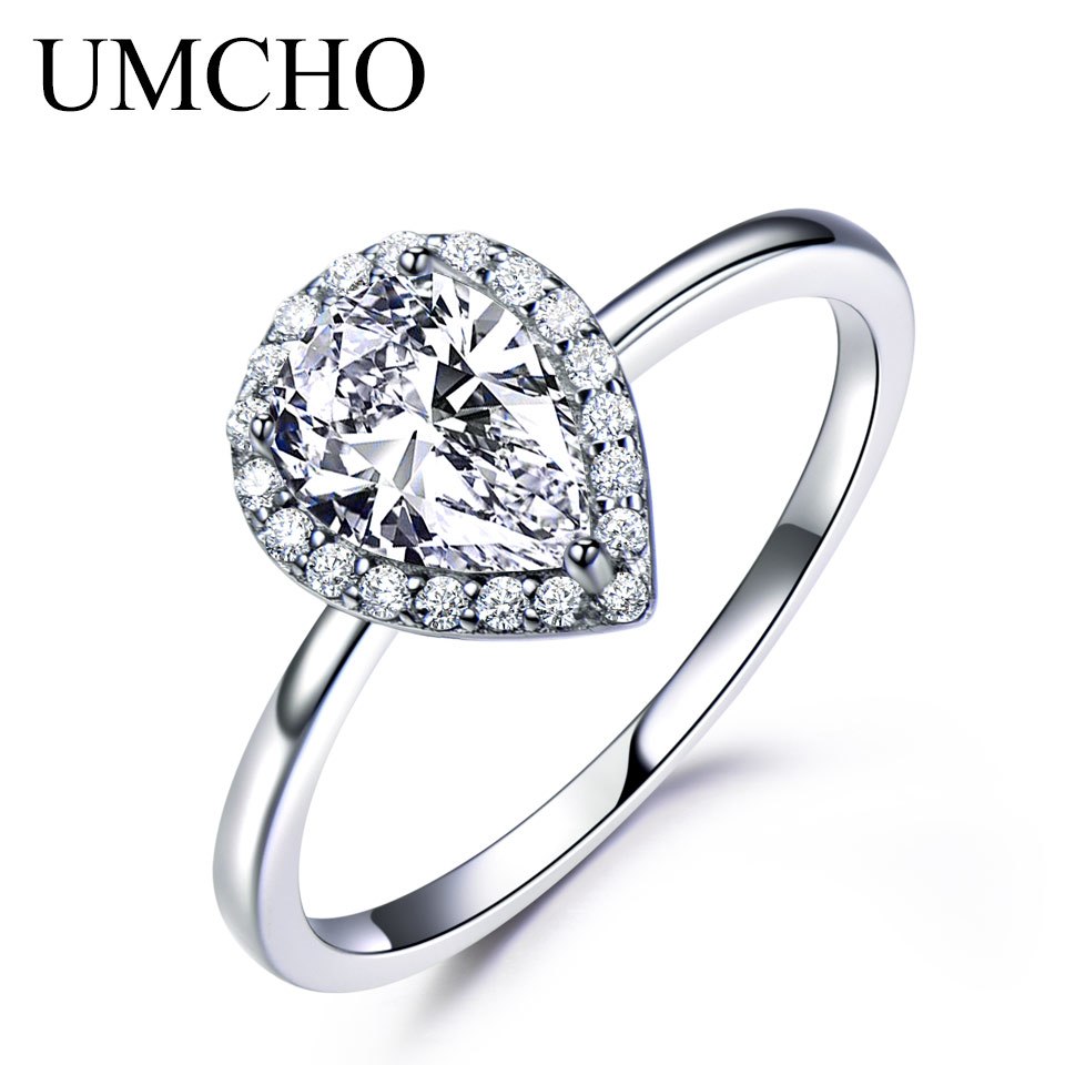 Romantic Pears Shape Wedding Rings Real 925 Sterling Silver Rings For Female Engagement Gift Fine Jewelry High Quality