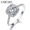 Romantic Real 100% 925 Sterling Silver Rings Round Stone Bridal Wedding Ring For Female Engagement Gifts Fine Jewelry