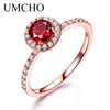 Round Created Red Garnet Birthstone Rings Solid Real 925 Sterling Silver Rings For Women Engagement Gifts Fine Jewelry