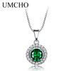 Round Nano Stone Necklaces & Pendants 925 Sterling Silver Jewelry Created Emerald Necklace For Women Gift With Chain New