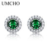 Simulated Sapphire Stud Earrings For Women Solid Pure 925 Sterling Silver Earrings Weddind Princess Diana Jewelry