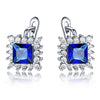 Simulated Vintage Blue Sapphire Clip Earrings For Women Solid 925 Sterling Silver Jewelry Accessories Women Party Gift