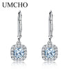 Sky Blue Topaz Earrings Gemstone Aquamarine Clip Earrings Real 100% 925 Silver Jewelry For Women Elegant Gift Fine Jewelry