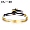 Solid 925 Sterling Silver Bangles Free Expansion Anniversary Band Gifts Couple Bracelets & Bangles For Women Fine Jewelry