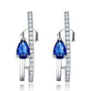 Solid 925 Sterling Silver Drop Earrings For Women Blue Sapphire Earrings Wedding Handmade Jewelry Simple Modern Gift