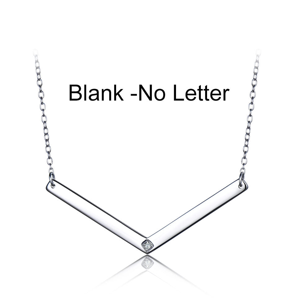 Solid 925 Sterling Silver Necklace Custom Name Bar Pendants Fashion Style Jewelry For Female Anniversary Gift Fine Jewelry