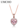 Solid 925 Sterling Silver Pendants Necklaces For Women Rose Pink Morganite Charm Heart Pendant For Girl Gift Fine Jewelry