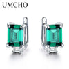 Solid Genuine 925 Sterling Silver Earrings Gemstone Created Emerald Clip Earrings For Female Wedding Gifts Fine Jewelry