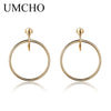 Solid Genuine 925 Sterling Silver Earrings Simple Fashion Hoop Earrings Party For Women Birthd Gifts Fine Jewelry Yellow