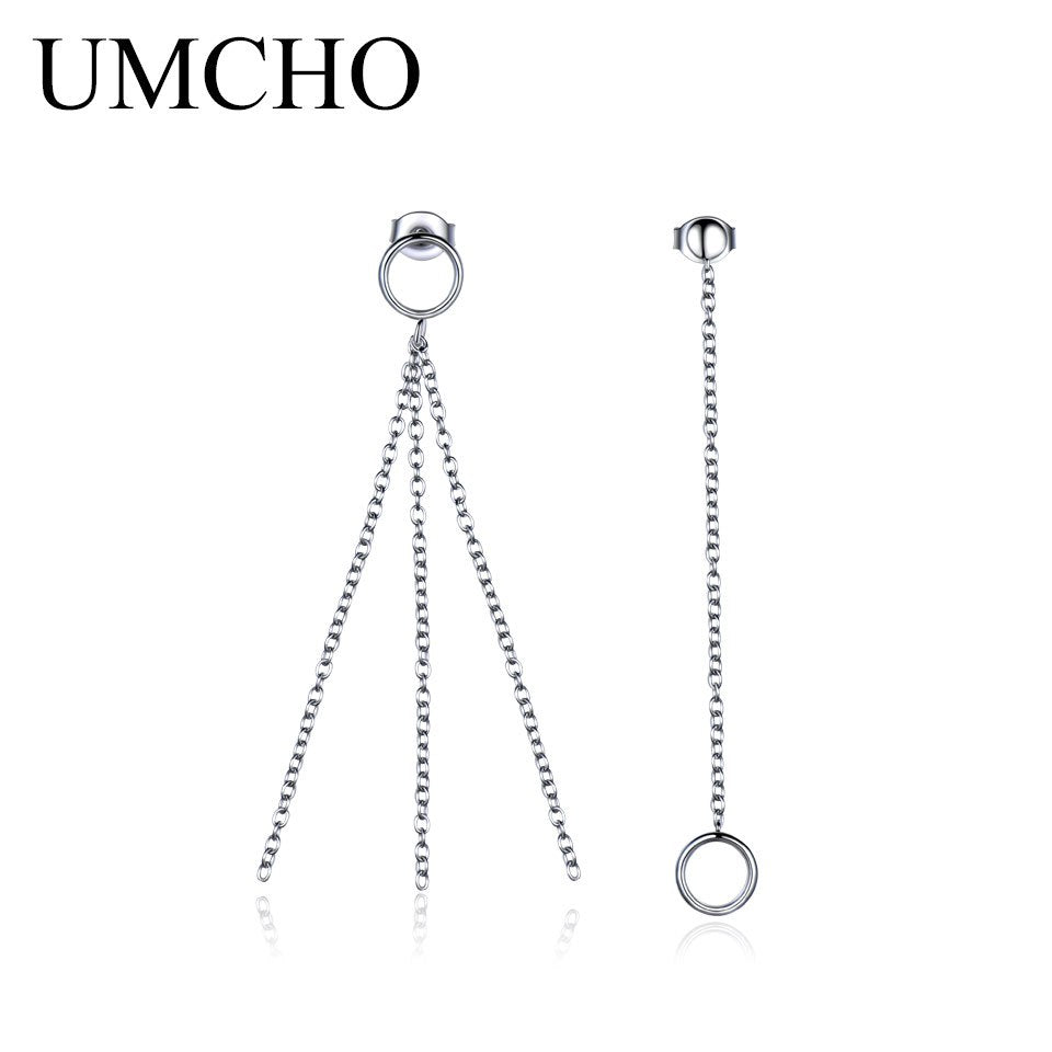 Solid Real 925 Sterling Silver Earrings Asymmetry Long Dangle Tassel Earrings For Women Party Gifts Fine Jewelry New