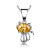 Solid Real 925 Sterling Silver Necklace Cat Gemstone Created Citrine Necklaces & Pendants For Women Gift With Box Chain