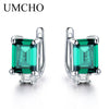 Solid Sterling Silver Clip Earrings For Women Luxury Emerald Green Gemstone Female Girl Gift Brand Fine Jewelry 2020 New