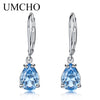 Water Drop Created Sky Blue Topaz Clip Earrings Gemstones 925 Silver Jewelry For Women Elegant Wedding Gift Fine Jewelry