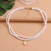UMKA Vintage Baroque Round Pearl Lock Chains Necklace 2021 Geometric Double Layer Chain Pendant For Women Jewelry Girl Gift