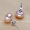 8-9 mm 100% Natural Freshwater Pearl Earrings Jewelry 925 Sterling Silver Brincos Zircon Stud Earrings For Women AE0003