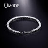 UMODE Clear Crystal Tennis Bracelet for Women Men Bracelet Cubic Zirconia Jewelry Party Wedding Hip Pop Accessories 2021 UB0097D