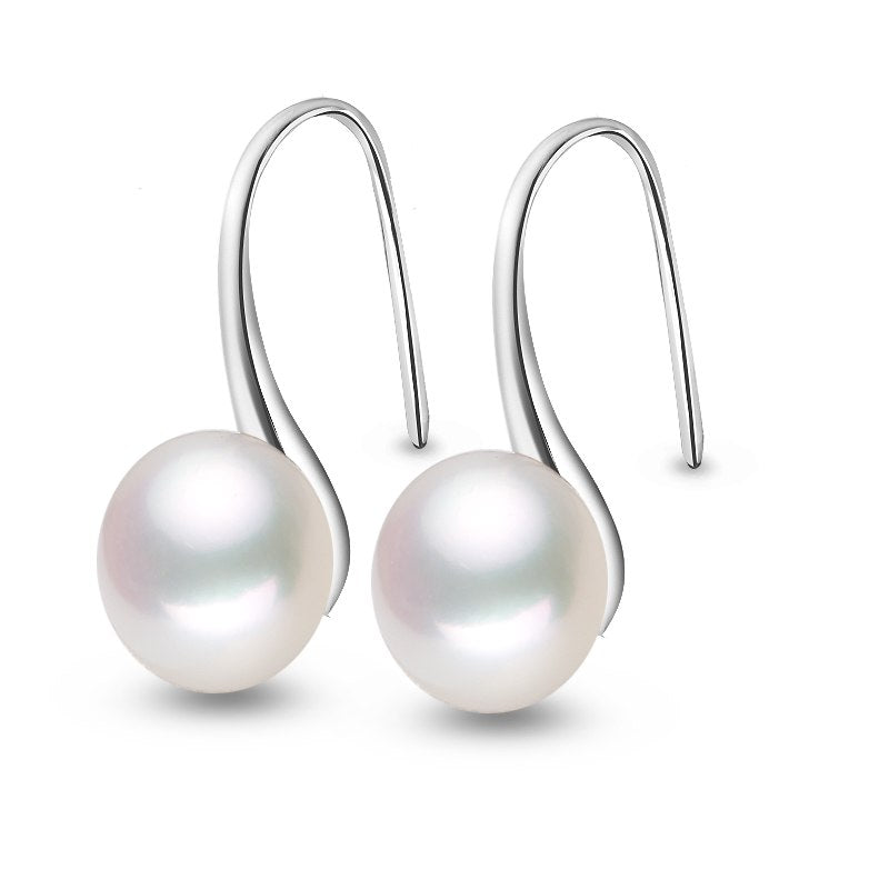 Fashion genuine Natural Freshwater Pearl Earrings 925 Sterling Silver Jewelry Femme Pink Stud Earrings For Women AE0009