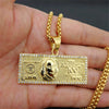 US $100 Dollar Money Necklaces Pendants Male Stainless Steel/Gold Color Chain For Men Rhinestone Hip Hop Bling Jewelry Collier