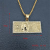 US $100 Dollar Money Necklaces Pendants Male Stainless Steel/Gold Color Chain For Men Rhinestone Hip Hop Bling Jewelry Collier