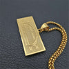 US $100 Dollar Money Necklaces Pendants Male Stainless Steel/Gold Color Chain For Men Rhinestone Hip Hop Bling Jewelry Collier