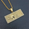 US $100 Dollar Money Necklaces Pendants Male Stainless Steel/Gold Color Chain For Men Rhinestone Hip Hop Bling Jewelry Collier