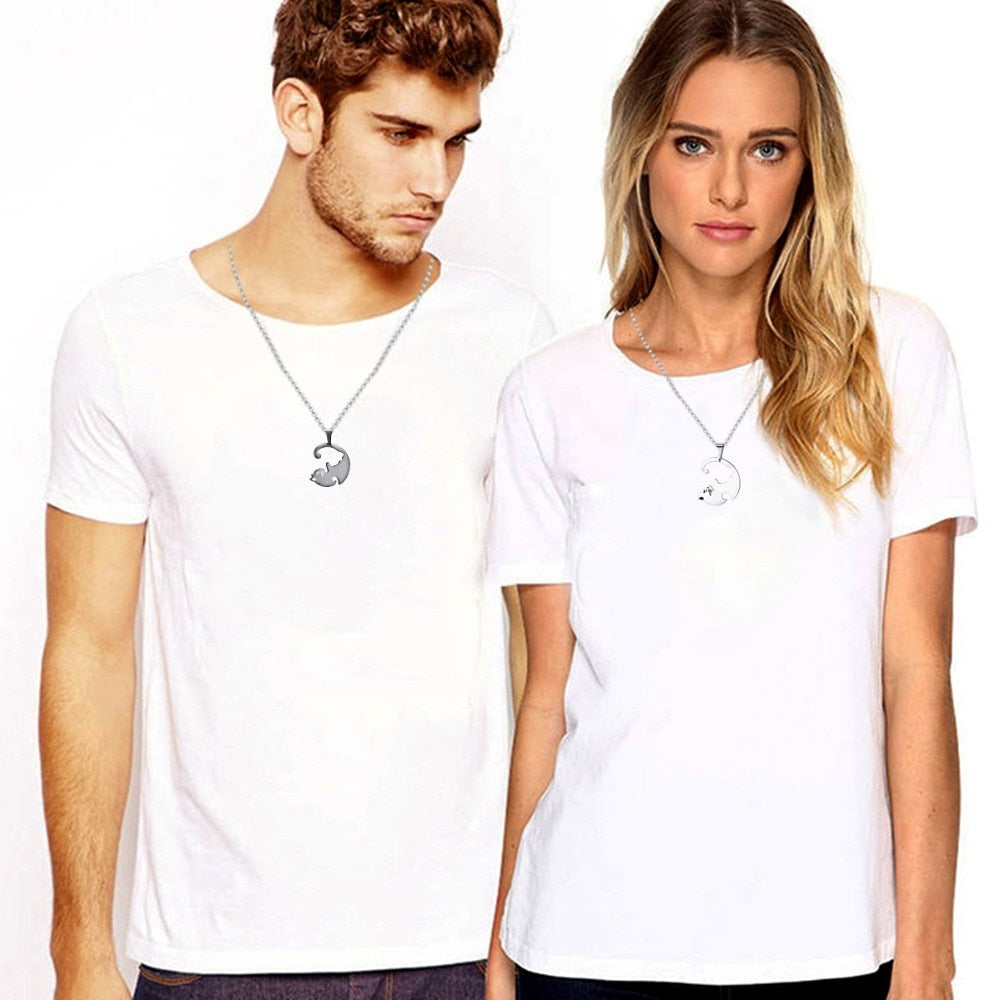 US STOCK Uloveido Cat Necklaces Pendants for Men and Women Couple Necklace Pendant Stainless Steel SN156