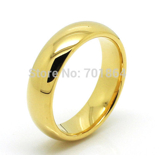 US Size 5-13 Couple Ring Tungsten Carbide Wedding Ring 6mm width Gold Color Promotion Fashion Jewelry