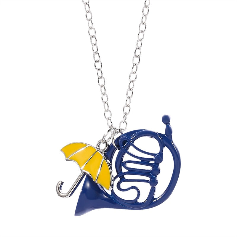 US reality show HIMYM trend necklace How I Met Your Mother Yellow Umbrella Blue French Horn Gift Pendant Necklace Jewelry